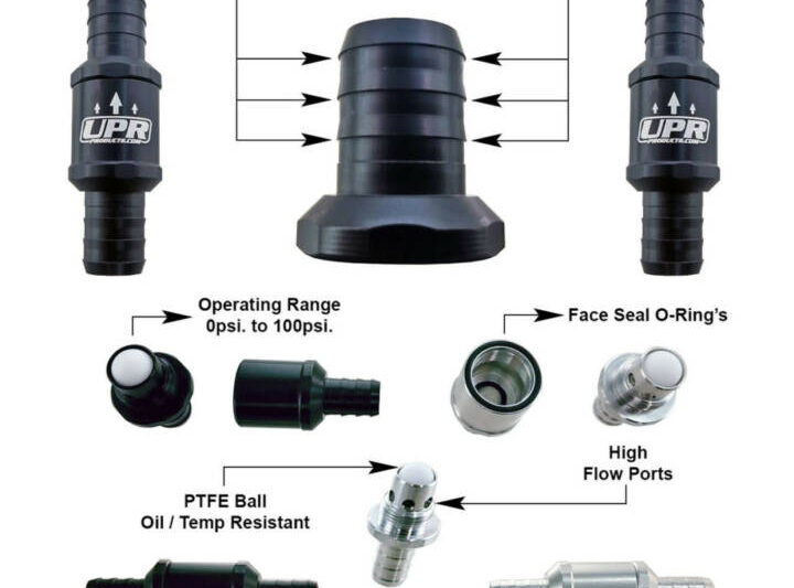 UPR Products Pro Series Billet Check Valve - 0psi Cracking 0-100psi Operating Pressure