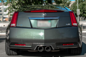 EOS 2009-2015 Cadillac Gen.2 CTS-V Coupe Carbon Fiber Rear Bumper Insert Covers - Image 1