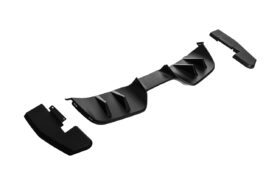EOS 2015-2017 Ford Mustang Matte Black Performance Package 3-Piece Rear Bumper Diffuser - Image 1