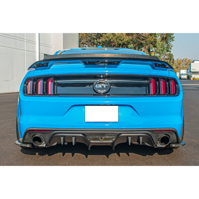 EOS 2015-2017 Ford Mustang Matte Black Performance Package 3-Piece Rear Bumper Diffuser