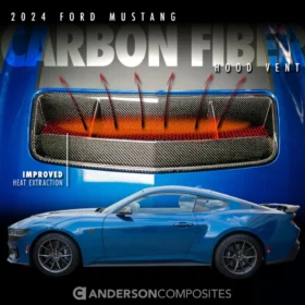 Anderson Composites 2024 Ford Mustang S650 Gloss Carbon Fiber Type-V5 Hood Vent - Image 5