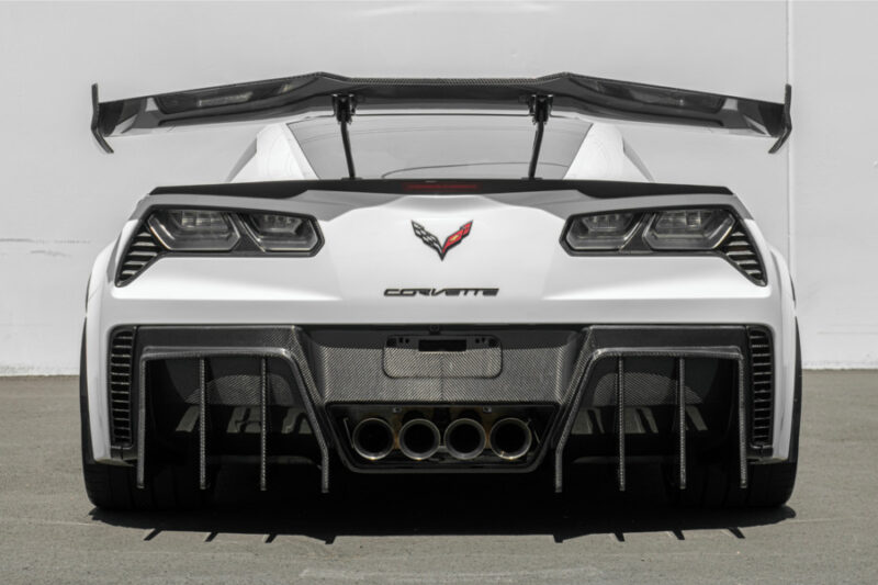EOS 2014-2019 Chevrolet Corvette C7 Carbon Fiber Track Package Rear Bumper Finned Diffuser