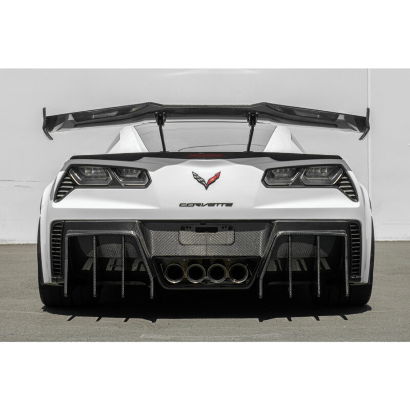 EOS 2014-2019 Chevrolet Corvette C7 Carbon Fiber Track Package Rear Bumper Finned Diffuser