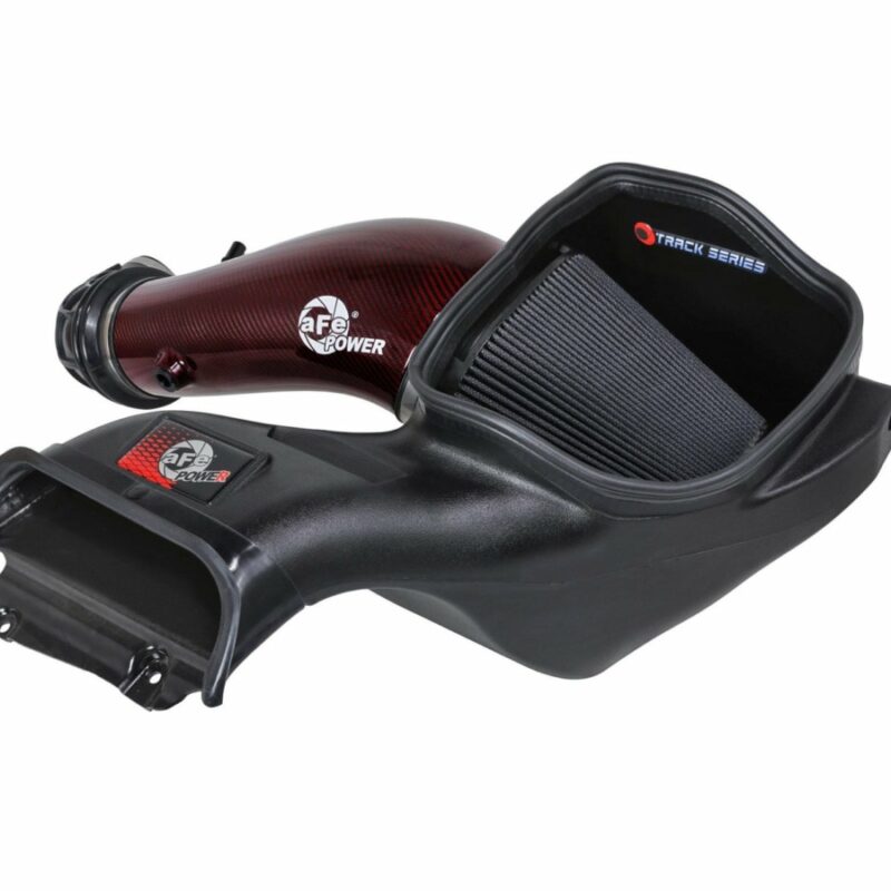 aFe Power 2023-2024 Ford F150 Raptor R Track Series Red Kevlar Carbon Fiber Cold Air Intake System w/ Black Pro 5R Filter