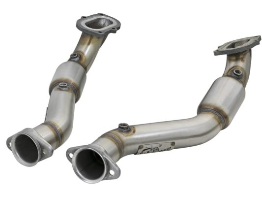 aFe Power 2014-2019 Chevrolet Corvette C7 & Z06 V8-6.2L/6.2L (sc) Twisted Steel Mid Pipe 3 IN 304 Stainless Steel w/ Cat