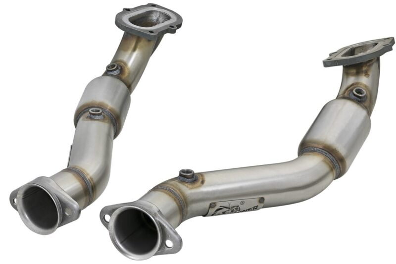 aFe Power 2014-2019 Chevrolet Corvette C7 & Z06 V8-6.2L/6.2L (sc) Twisted Steel Mid Pipe 3 IN 304 Stainless Steel w/ Cat