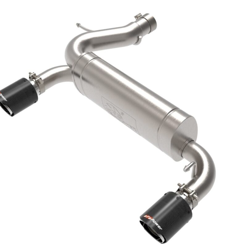 aFe Power 2021-2024 Ford Bronco EcoBoost/V6-2.7L Vulcan Series 3 IN to 2-1/2 IN 304 Stainless Steel Axle-Back Exhaust System w/ Carbon Fiber Tip