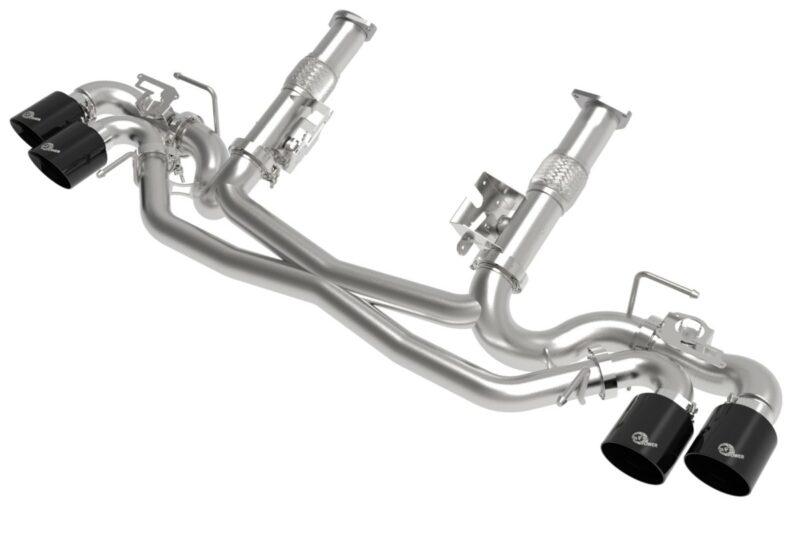 aFe Power 2020-2024 Chevrolet Corvette C8  V8-6.2L MACH Force-Xp 304 Stainless Steel Cat-Back Exhaust w/o Muffler Black (w/ NPP)