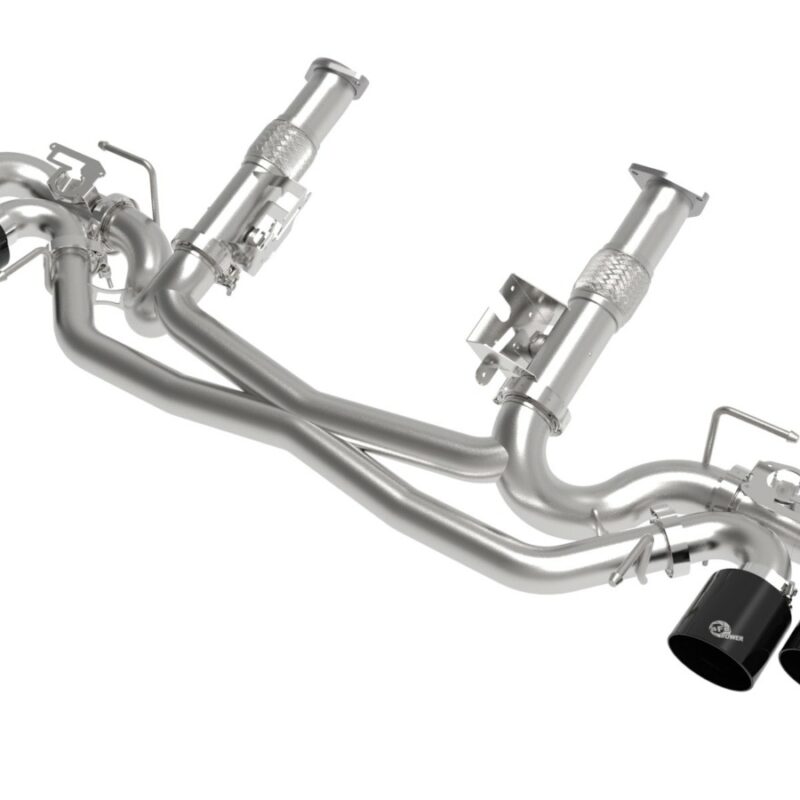 aFe Power 2020-2024 Chevrolet Corvette C8  V8-6.2L MACH Force-Xp 304 Stainless Steel Cat-Back Exhaust w/o Muffler Black (w/ NPP)