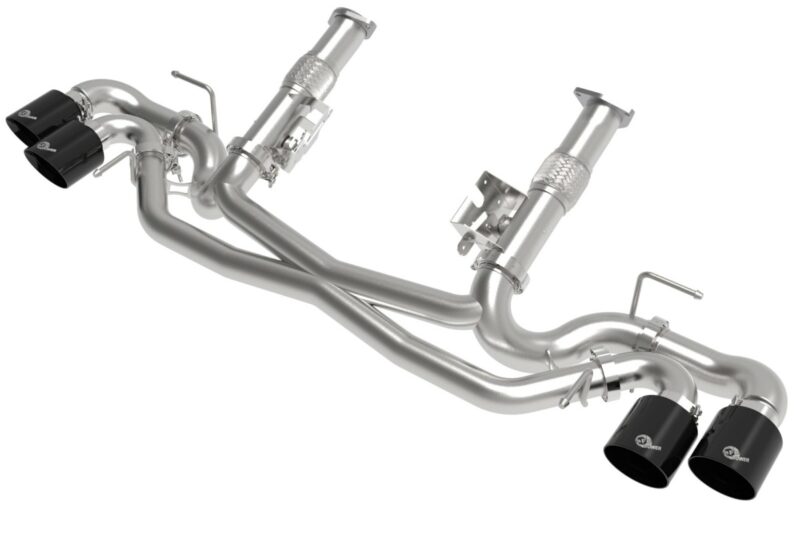 aFe Power 2020-2024 Chevrolet Corvette C8 V8-6.2L MACH Force-Xp 304 Stainless Steel Cat-Back Exhaust w/o Muffler Black (No NPP)