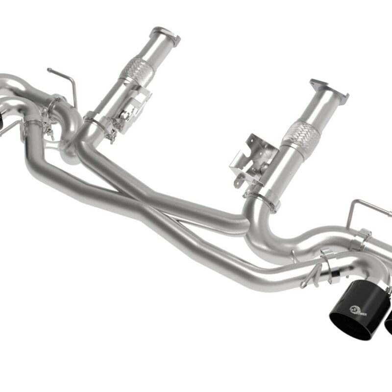 aFe Power 2020-2024 Chevrolet Corvette C8 V8-6.2L MACH Force-Xp 304 Stainless Steel Cat-Back Exhaust w/o Muffler Black (No NPP)