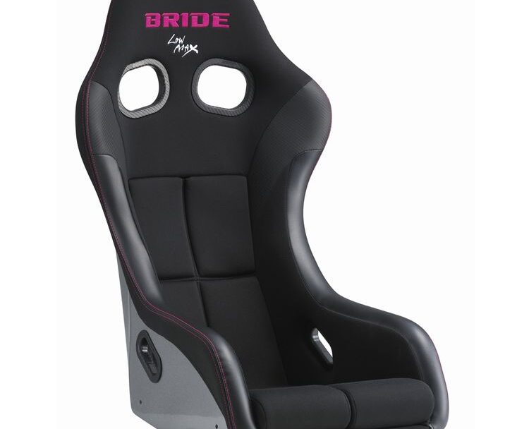 Bride Japan Zeta IV Verio (Black w/ Pink Stitch) – Silver FRP Back – Standard Cushion – Low Max