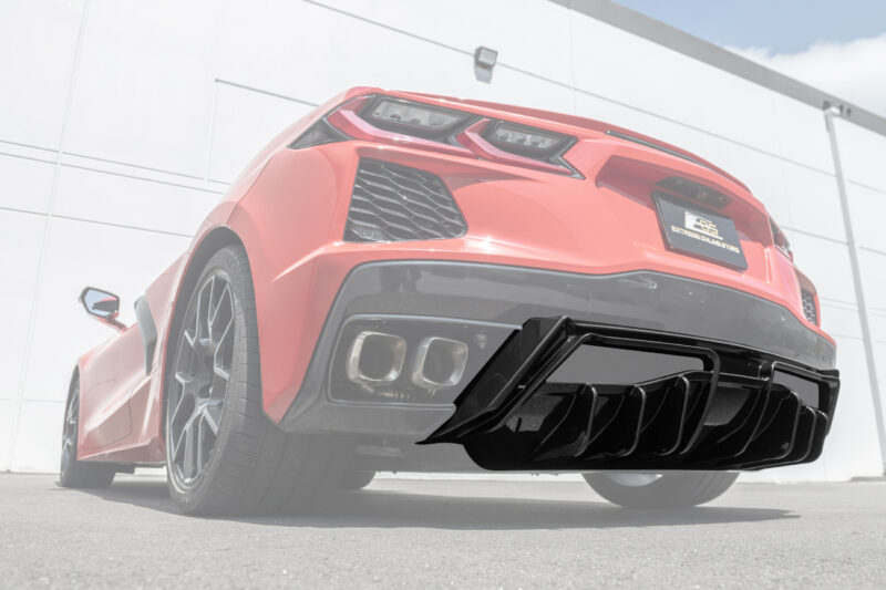 EOS 2020-2025 Corvette C8 Rear Bumper Add-On Glossy Black Diffuser Splitter Lip
