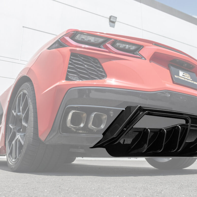 EOS 2020-2025 Corvette C8 Rear Bumper Add-On Glossy Black Diffuser Splitter Lip