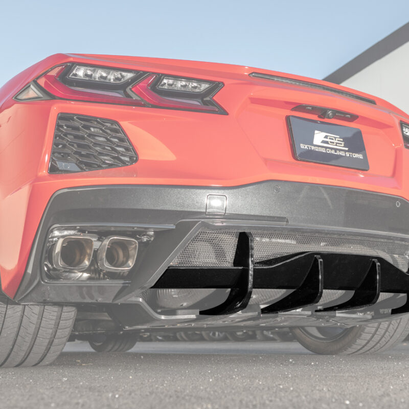 EOS 2020-2025 Corvette C8 Rear Bumper Glossy Black Add-On Diffuser Lip