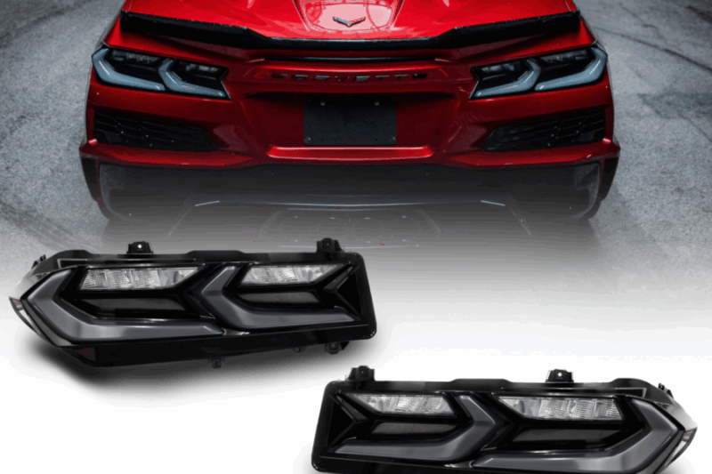 Auto Addict 2020-2025 Corvette C8 Euro Smoke Style LED Taillights Amber Sequential Pair