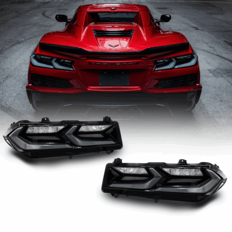 Auto Addict 2020-2025 Corvette C8 Euro Smoke Style LED Taillights Amber Sequential Pair