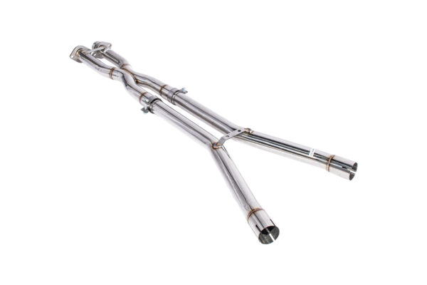 EOS 2005-2008 Chevrolet Corvette C6 6.0L 6.2L T-304 Stainless Steel 2.5 In X Pipe Brushed Silver