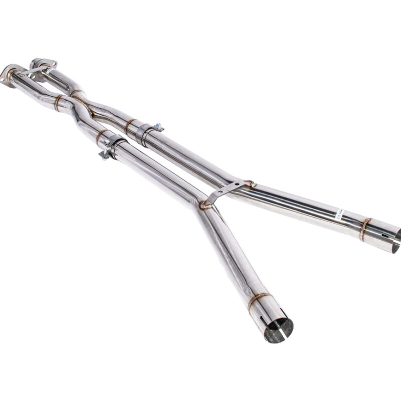 EOS 2005-2008 Chevrolet Corvette C6 6.0L 6.2L T-304 Stainless Steel 2.5 In X Pipe Brushed Silver