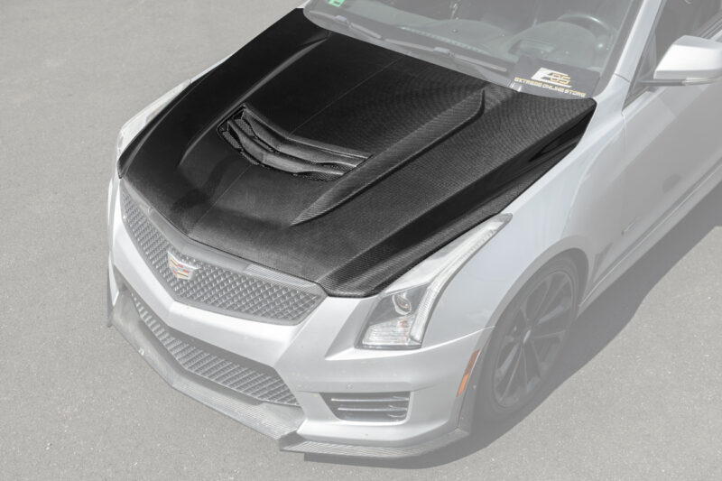 EOS 2016-2019 Cadillac ATS-V Front Bumper Carbon Fiber Hood Vented Cover