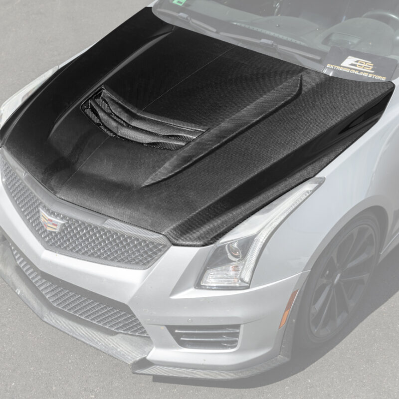 EOS 2016-2019 Cadillac ATS-V Front Bumper Carbon Fiber Hood Vented Cover