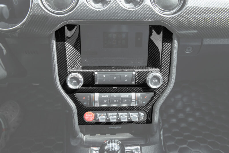 FFP 2015-2023 Ford Mustang Center Console Control Carbon Fiber Panel Cover