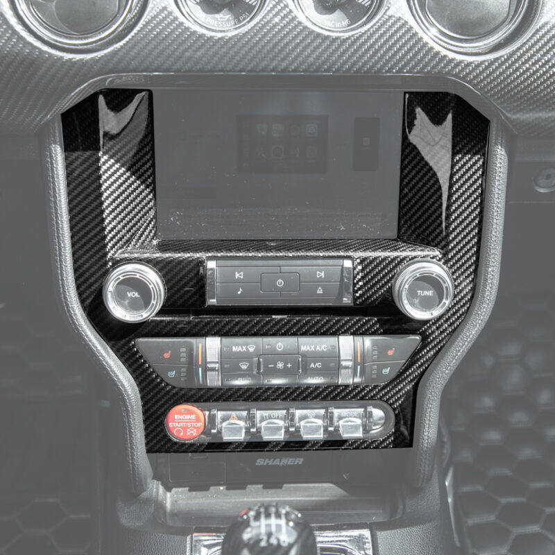 FFP 2015-2023 Ford Mustang Center Console Control Carbon Fiber Panel Cover