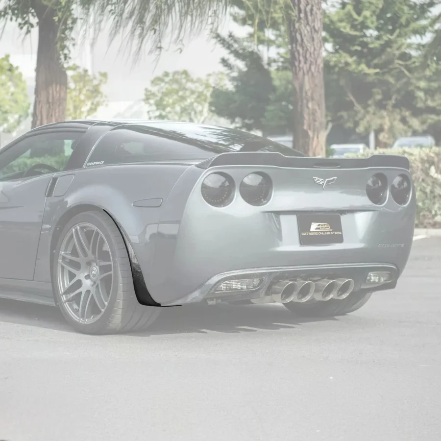EOS-2005-2013 Corvette C6 Extended CARBON FIBER Rear Splash Guard Mud Flaps