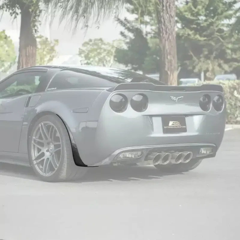 EOS-2005-2013 Corvette C6 Extended CARBON FIBER Rear Splash Guard Mud Flaps