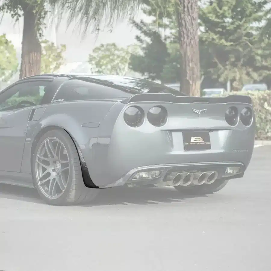 EOS-2005-2013 Corvette C6 Extended CARBON FIBER Rear Splash Guard Mud Flaps