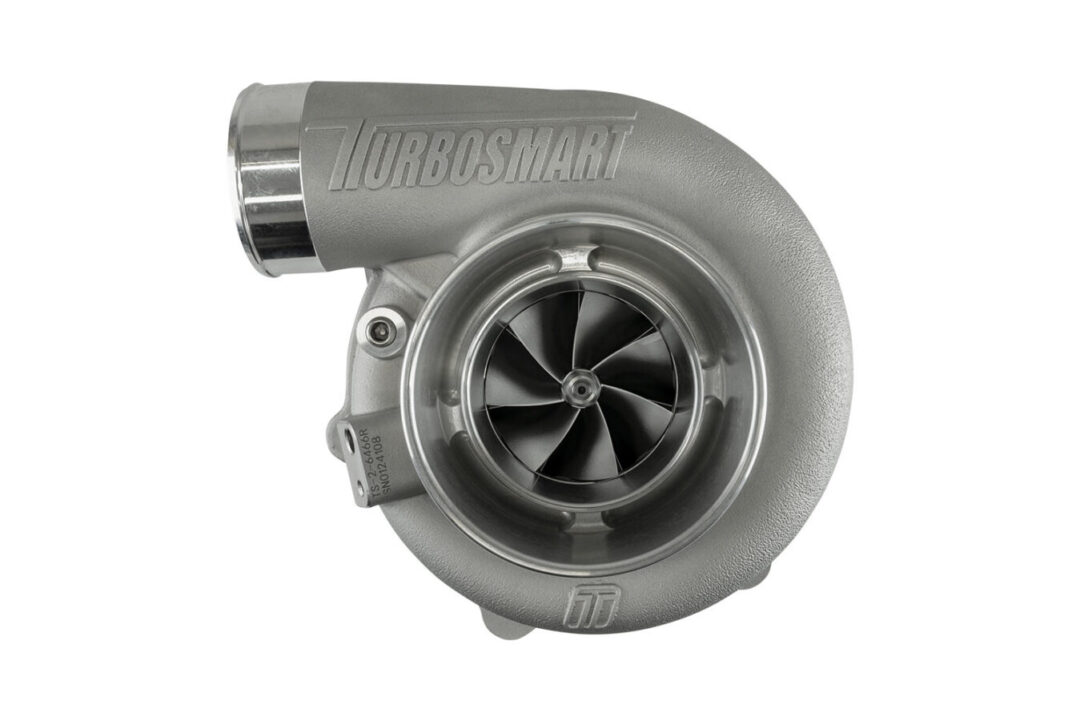 Alternative view of Turbosmart TS-2 Turbocharger (Water Cooled) 6466 V-Band Reverse Rotation 0.82AR Externally Wastegated