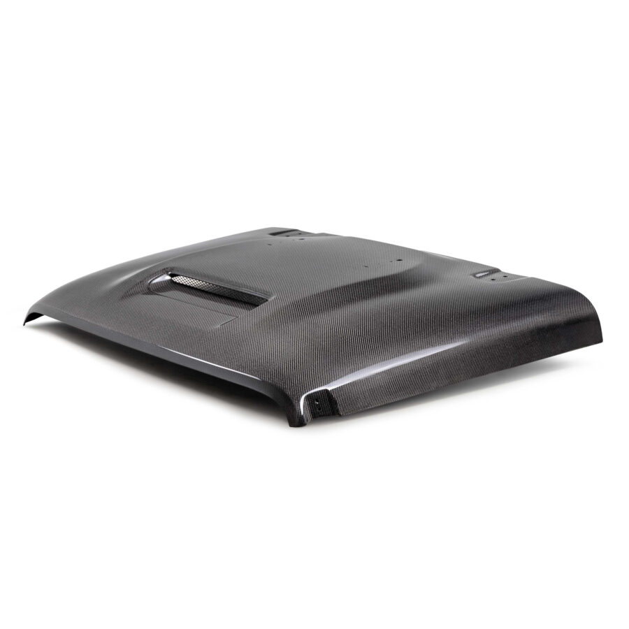Alternative view of Anderson Composites 2018-2025 Style-MO carbon fiber hood for Jeep Wrangler and Gladiator