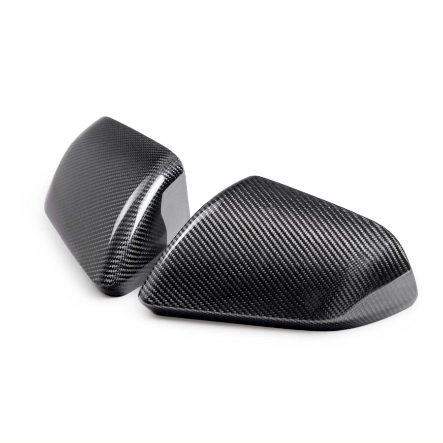 AC 2015 - 2026 Mustang Carbon Fiber Side Mirror Cover Set Without Turn Signals (Gloss Finish)