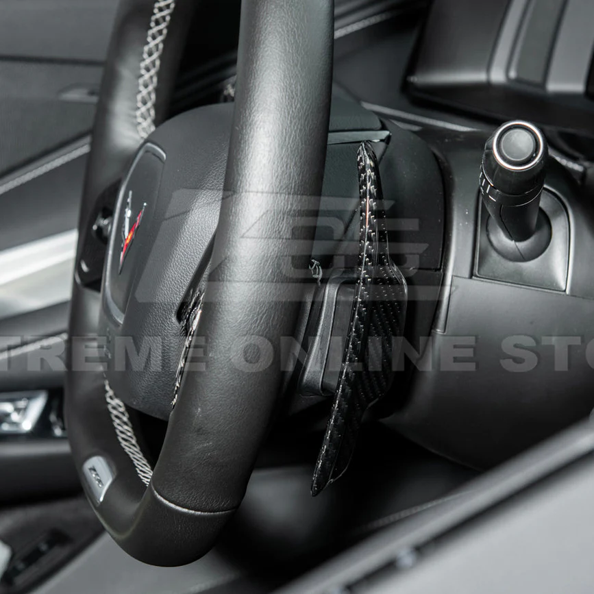 EOS 2020-2026 Corvette C8 Dry Carbon Fiber Steering Wheel Paddle Shifters Replacement - Image 10