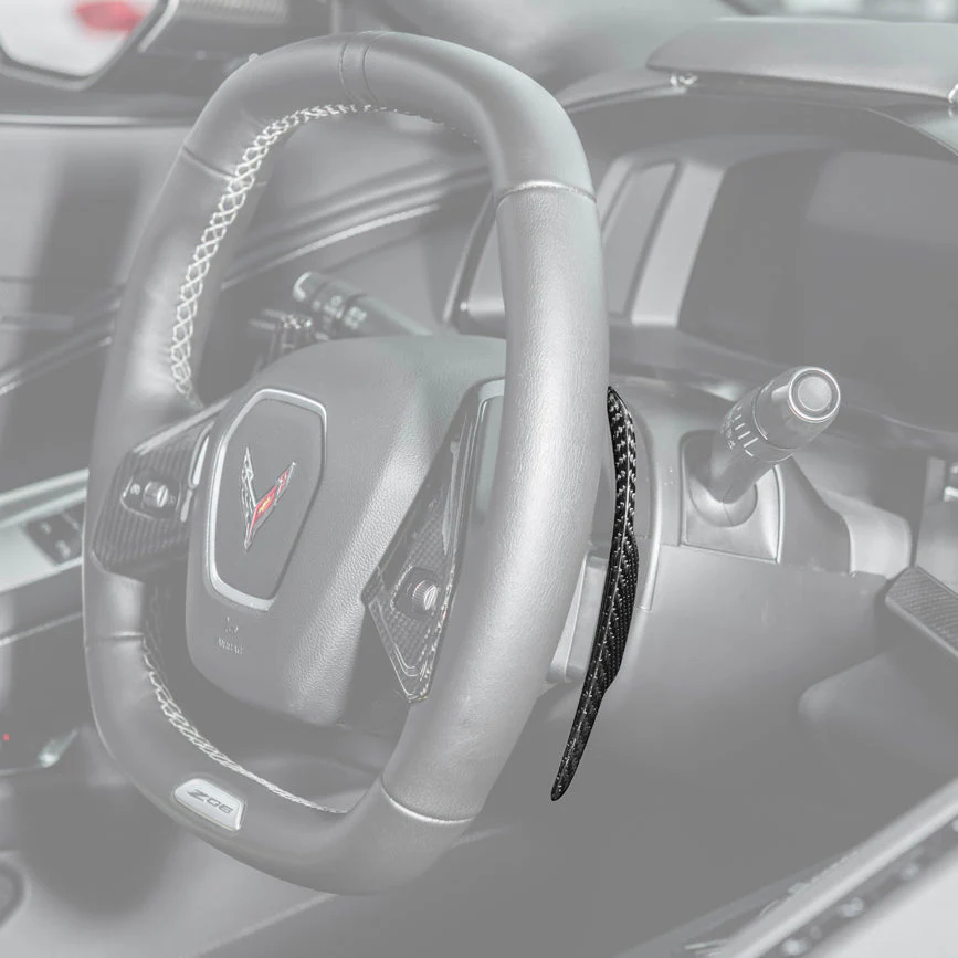 EOS 2020-2026 Corvette C8 Dry Carbon Fiber Steering Wheel Paddle Shifters Replacement