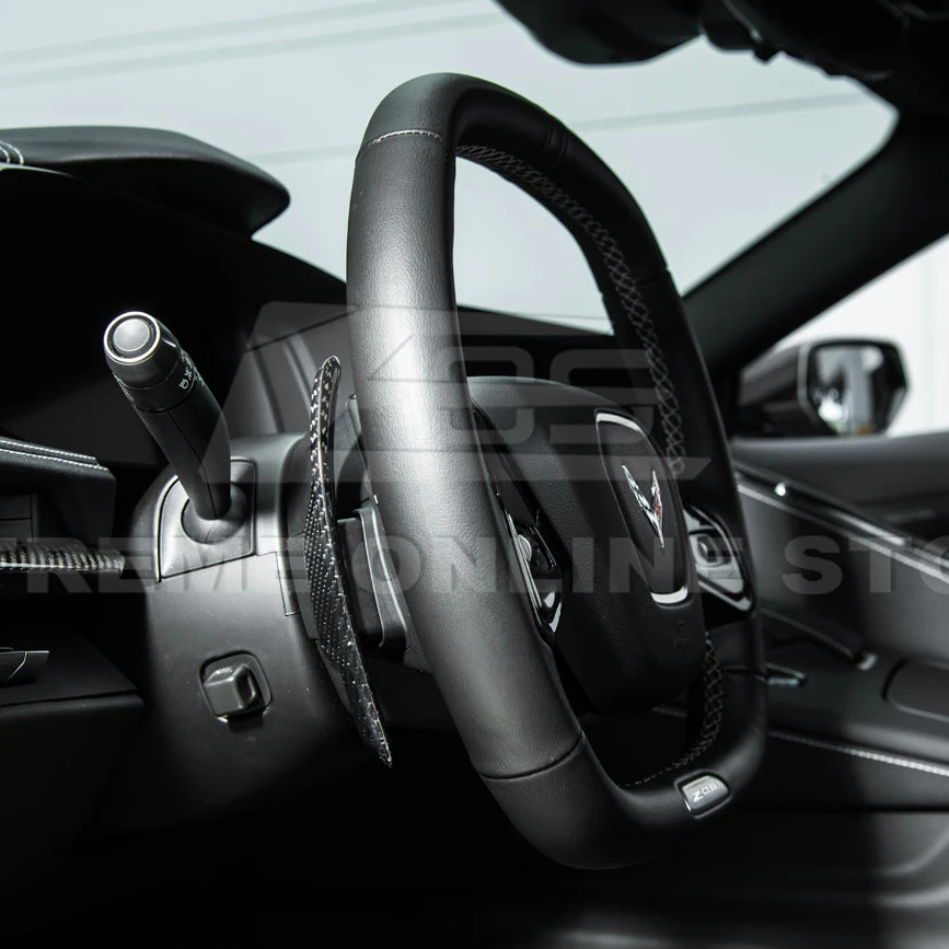 EOS 2020-2026 Corvette C8 Dry Carbon Fiber Steering Wheel Paddle Shifters Replacement - Image 6