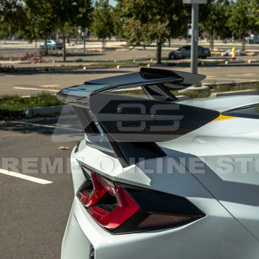 EOS 2020-2026 Corvette C8 GM Factory Style DRY CARBON FIBER Rear Spoiler Side Winglets - Image 2