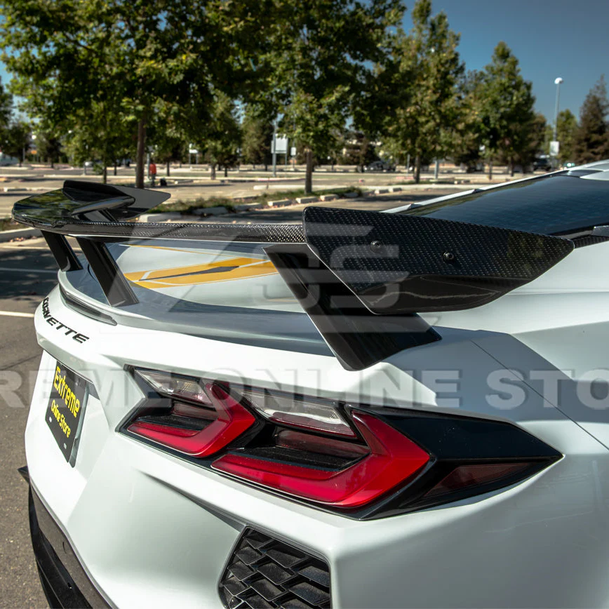 EOS 2020-2026 Corvette C8 GM Factory Style DRY CARBON FIBER Rear Spoiler Side Winglets - Image 5