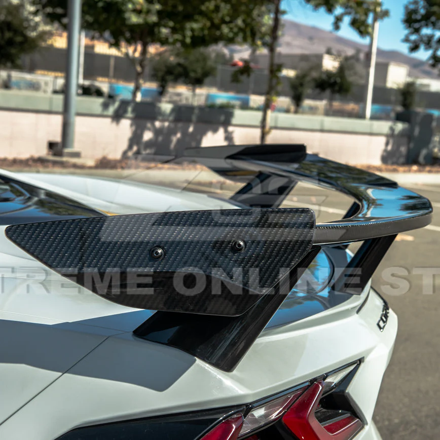 EOS 2020-2026 Corvette C8 GM Factory Style DRY CARBON FIBER Rear Spoiler Side Winglets - Image 4