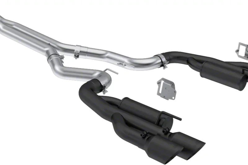 MBRP 2024-2026 Ford Mustang GT Armor BLK Valve Delete Cat-Back Exhaust Race Version - Black Tips