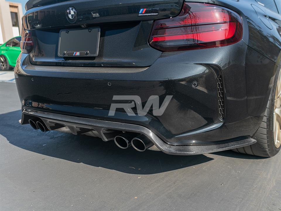 RW Carbon 2016-2021 BMW F87 M2 3D Style Carbon Fiber Diffuser - Image 9