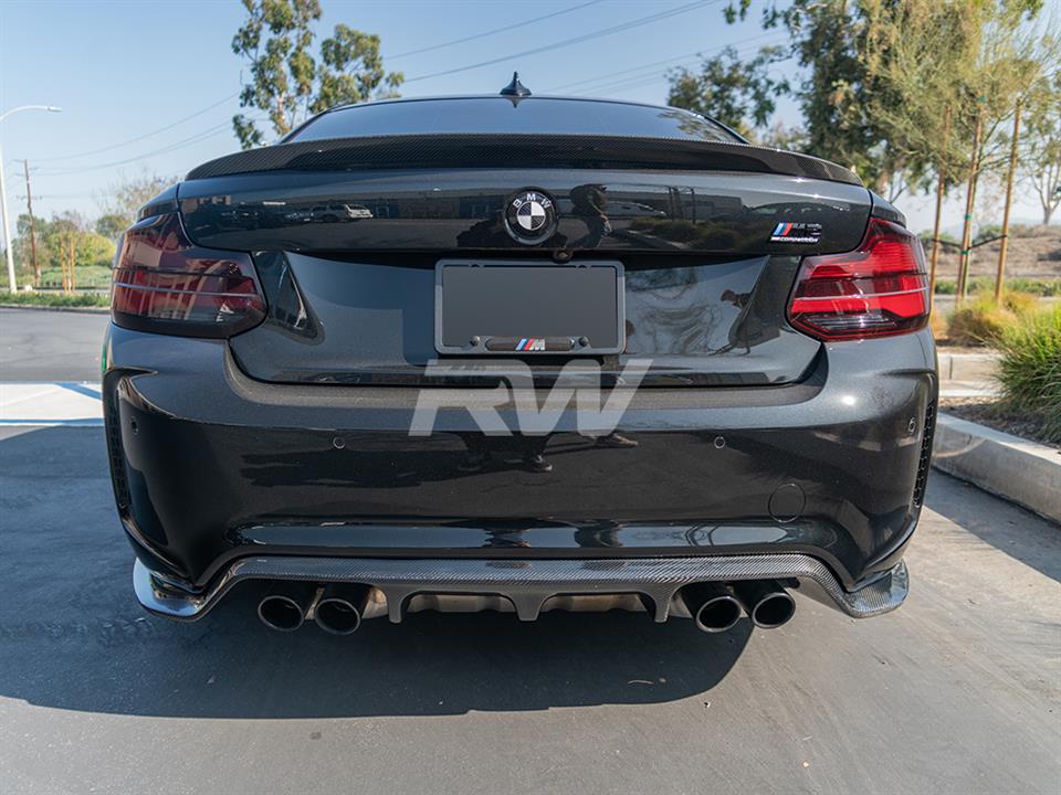 RW Carbon 2016-2021 BMW F87 M2 3D Style Carbon Fiber Diffuser - Image 8