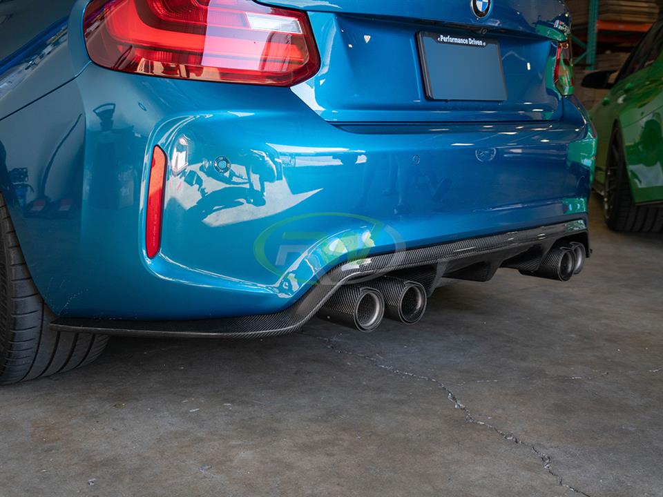 RW Carbon 2016-2021 BMW F87 M2 3D Style Carbon Fiber Diffuser - Image 3