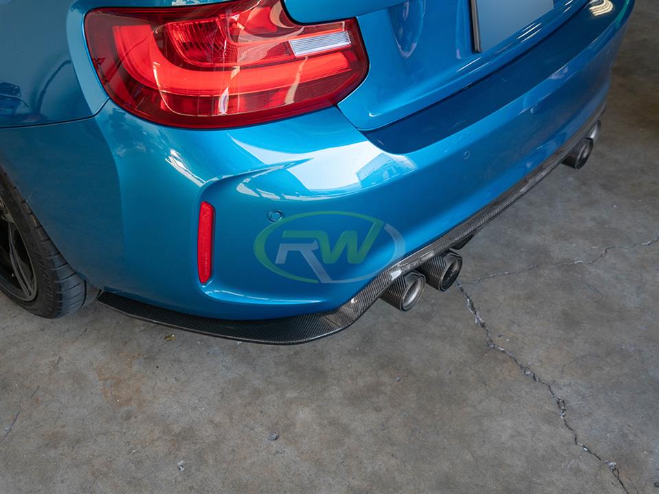 RW Carbon 2016-2021 BMW F87 M2 3D Style Carbon Fiber Diffuser - Image 4