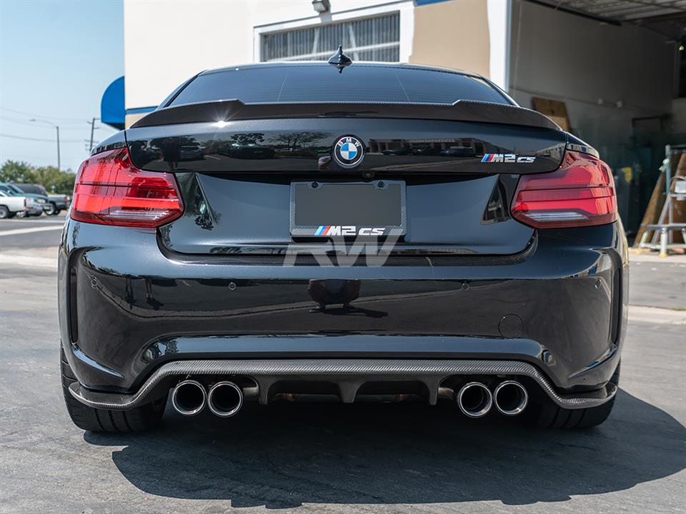 RW Carbon 2016-2021 BMW F87 M2 3D Style Carbon Fiber Diffuser - Image 6