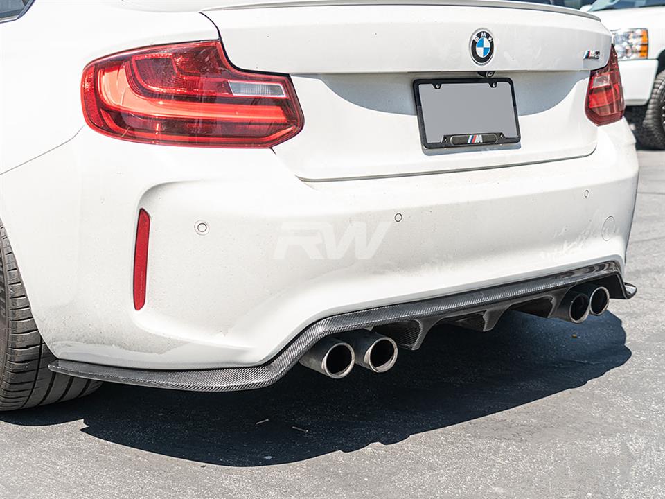 RW Carbon 2016-2021 BMW F87 M2 3D Style Carbon Fiber Diffuser - Image 13