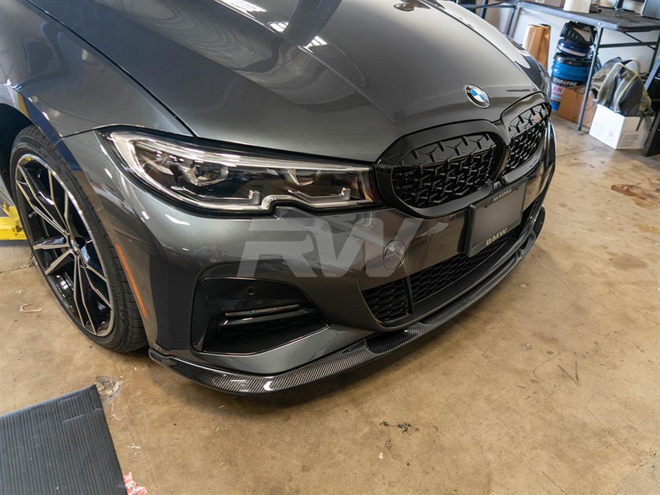 RW Carbon 2019-2022 BMW G20 3D Style Carbon Fiber Front Lip Spoiler - Image 21