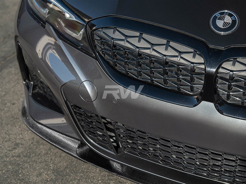 RW Carbon 2019-2022 BMW G20 3D Style Carbon Fiber Front Lip Spoiler - Image 3