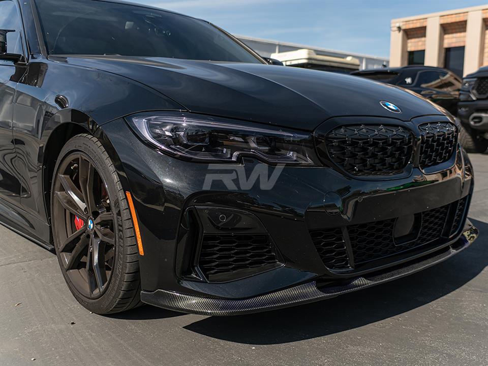 RW Carbon 2019-2022 BMW G20 3D Style Carbon Fiber Front Lip Spoiler - Image 7