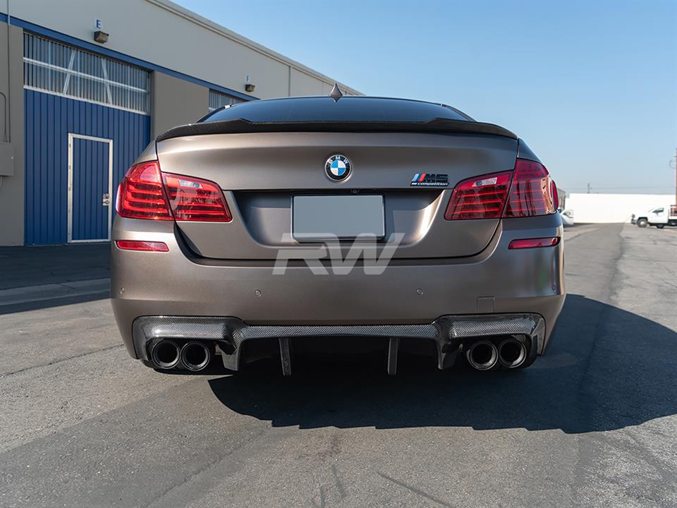 RW Carbon 2011-2016 BMW F10 CS Style Carbon Fiber Trunk Spoiler - Image 17